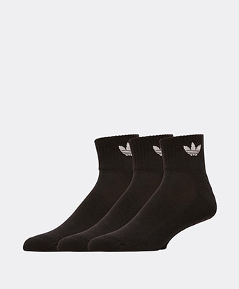 adidas Originals 3 Pack Mid Ankle Sock in Black