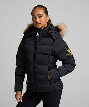 Zavetti Canada Womens Virna Slimline Puffer Jacket in Black / Brown