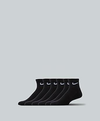 Nike 6 Pack Everyday Cushioned Ankle Sock in Black / White