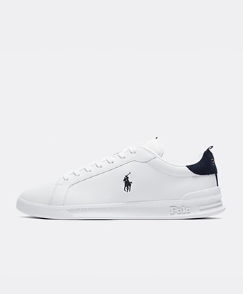 Polo Ralph Lauren Heritage Court Trainer in White / Navy / Red