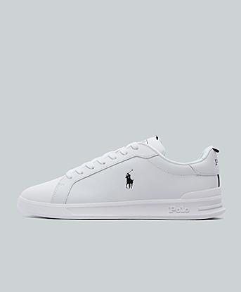 Polo Ralph Lauren Heritage Court Trainer in White / Black / White