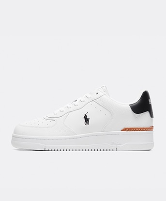 Polo Ralph Lauren Masters Court Trainer in White / Black / Brown