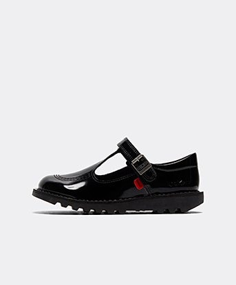 Kickers Infant Kick T Patent Shoe in Balck / Black
