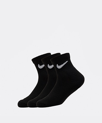Nike Kids 3 Pack Basic Ankle Sock in Black