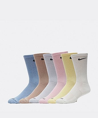 Nike 6 Pack Everyday Plus Cushioned Training Crew Sock in Multi / Multi / Black
