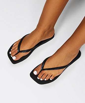Havaianas Womens Slim Square Slide in Black