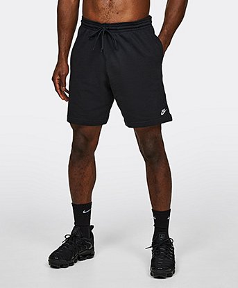 Nike Club Knit Jersey Short in Black / Black / White