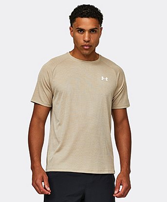 Under Armour UA Tech Textured Short Sleeved T-Shirt in City Khaki / White