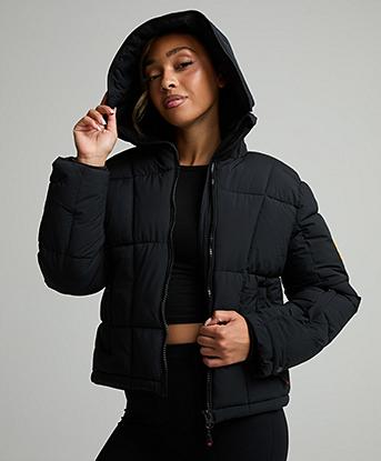 Zavetti Canada Womens Guilia Crop Puffer Jacket in Jet Black