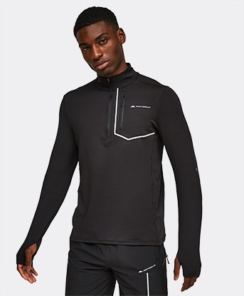 Monterrain Ramble 3.0 Quarter Sleeve Long Sleeve T-Shirt in Jet Black