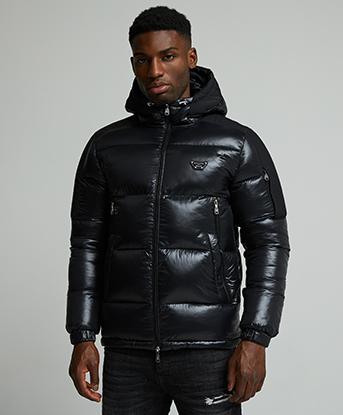 Alessandro Zavetti Nevori Puffer Jacket in Jet Black High Shine