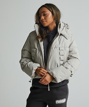 Forena  Womens Holly Cropped Puffer Jacket in Dove