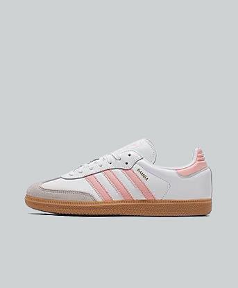 adidas Originals Junior Samba OG Trainer in Footwear White / Semi Pink / Spark Gum