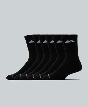 Monterrain Form Core Cushioned 6 Pack Sock in Jet Black / Optic White