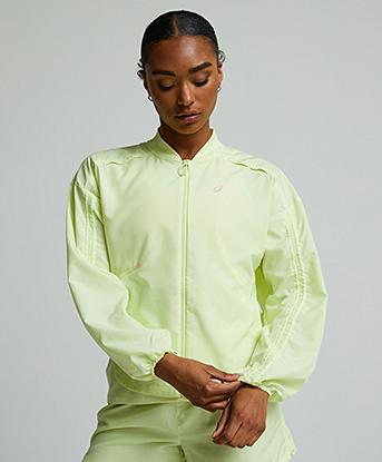 Asics Womens Nagino Run Adjustable Jacket in Huddle Yellow