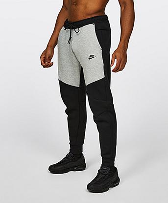 Nike Tech Fleece Colour Block Jogger in Black / Dark Grey Heather