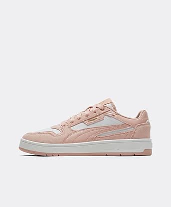 Puma Junior Court Classic Trainer in Puma White / Rose Quartz / Puma Gold