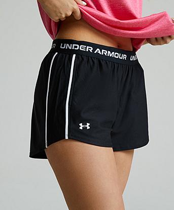 Under Armour Womens Tech Play Up Short in Black / White