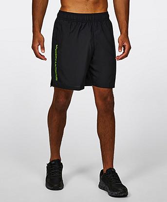 Under Armour UA Tech Woven Wordmark Short in Black / Cyber Green