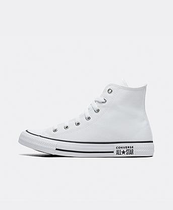 Converse Junior Chuck Taylor All Star Logo Play Trainer in White / Black / White