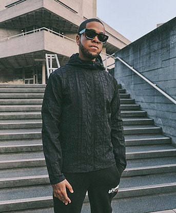Dripmade Hoax Repeat Stitch Windbreaker in Jet Black