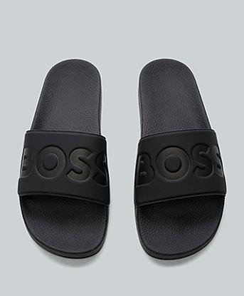 BOSS Aryeh Slide in Black / Black / Black