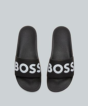 BOSS Aryeh Slide in Black / Black / White