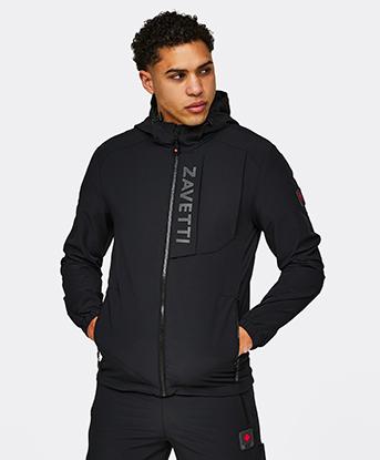 Zavetti Canada Vemaro Woven Full Zip Hoodie in Jet Black