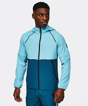 Zavetti Canada Vellatori Woven Full Zip Hoodie in Legion Blue / Milky Blue