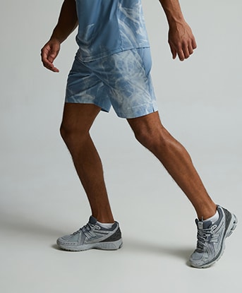 Monterrain Transcend Woven Running Short in Dusty Blue /  Baby Blue