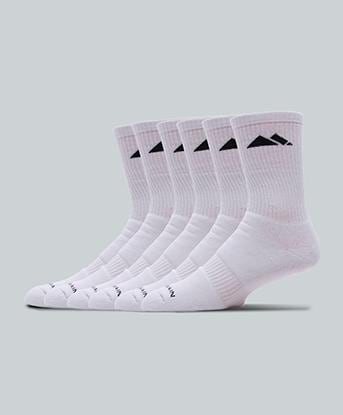 Monterrain Form Core Cushioned 6 Pack Sock in Optic White / Black