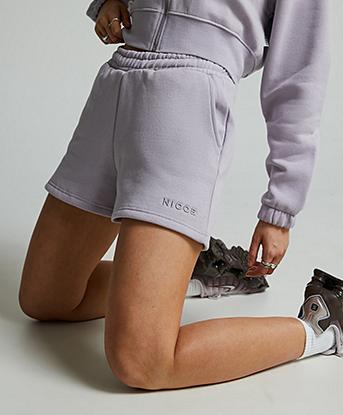 Nicce Womens Ersa Sweat Short in Mauve Purple