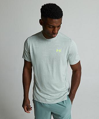 Under Armour UA Tech Vent Geo T-Shirt in Hydro Green / Silica Green / High Vis Yellow