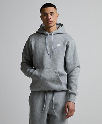 Nike Club Fleece Overhead Hoodie in Dark Grey Heather