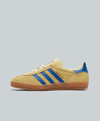 adidas Originals Womens Gazelle Indoor Trainer in Powder Yellow / Team Royal Blue