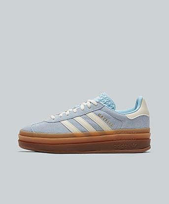 adidas Originals Womens Gazelle Bold Trainer in Clear Sky / Cream White / Gold Metallic