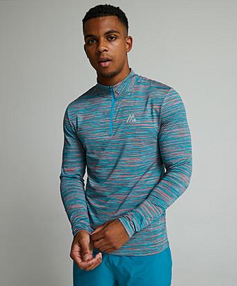 Montirex Trail 2.0 Quarter Zip T-Shirt in Plume / Pacific / Crimson