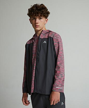 Montirex Junior Trail Windbreaker in Asphalt / Basalt / Radial / Winter Sky / Neon Pink