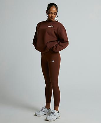 New Balance Womens Harmony High-Rise Legging in Brown / White