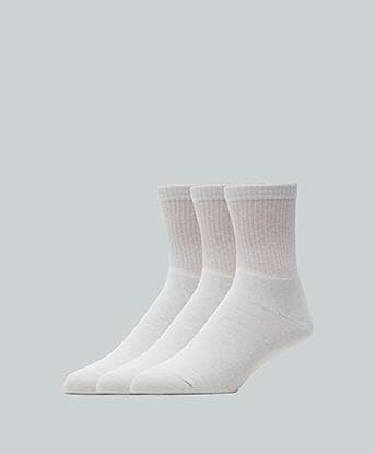 Forena 3 Pack Womens Sole Branded Mid-Calf Crew Sock in Optic White / Multi