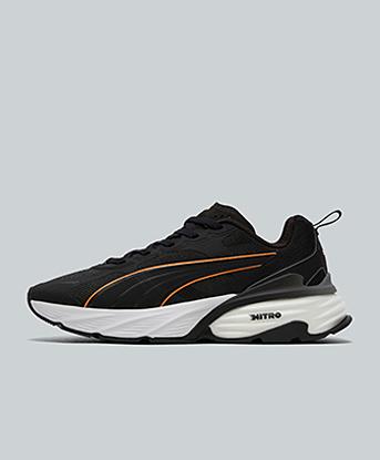Puma Fade NITRO V2 Running Trainer in Black / White / Orange
