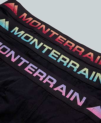 Monterrain 3 Pack Ombre Performance Boxer in Jet Black / Purple Hebe / Jet Black / Shadow Lime