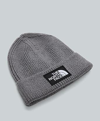 The North Face TNF Box Logo Cuffed Beanie in Grey