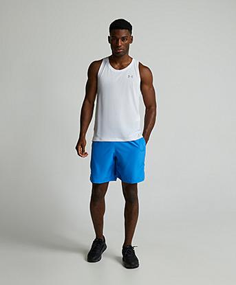 Under Armour UA Tech Woven Wordmark Short in Blue Atlantis / White