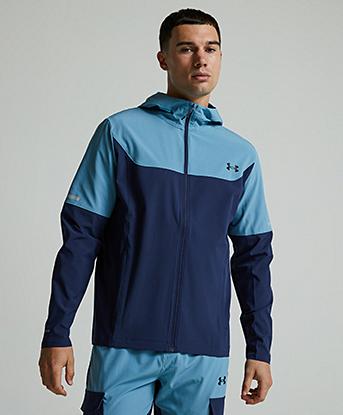 Under Armour UA Tech Utility Woven Jacket in Washed Navy / Blue Smoke / White