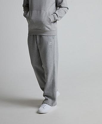adidas Originals Trefoil Essentials Open Hem Pant in Medium Grey Heather / White