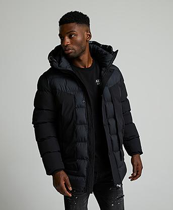 Alessandro Zavetti Conchiglia Puffer Parka Jacket in Jet Black