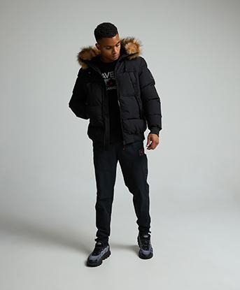 Zavetti Canada Navax Hooded Bomber Jacket  in Jet Black
