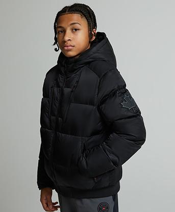 Zavetti Canada Junior Vaiellini Puffer Bomber Jacket in Jet Black