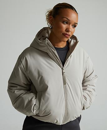 Forena  Womens Cora Graphic Puffer Jacket in Dove